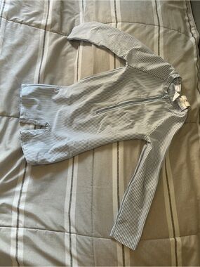 Zara White and Light Blue Striped Kids Rashguard
